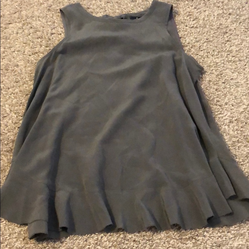 Gray tank with ruffle detail